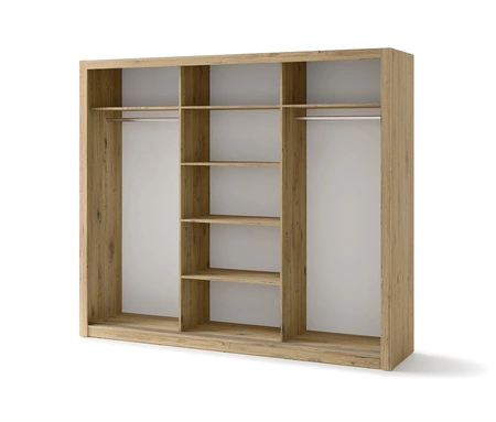 Szafa przesuwna z lustrem Idea 250 cm san remo jasny estetycznie wykonana szafa do sypialni lub pokoju młodzieżowego srebrne uchwyty