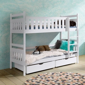 Łóżko piętrowe Iga 2 osobowe 90x200 cm głębokie szuflady wysuwane na kółkach zajmuje przestrzeń łóżka pojedynczego