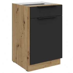 Szafka kuchenna stojąca z szufladą i półką Alatri Ar 50 D 1F 1S BB fronty szafki kuchennej wykończone w technologii anti fingerprint