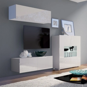 Meblościanka Apulia IX biały połysk wyjątkowo stylowa meblościanka proste bryły wpisujące się w każde wnętrze