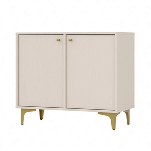 Komoda Kioto I 84 cm beżowa minimalistyczny design doskonała propozycja komody do sypialni lub salonu złote uchwyty