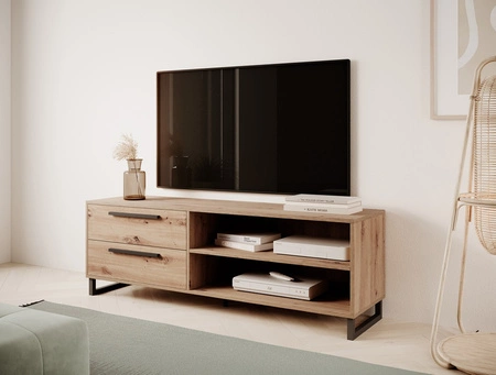 Szafka RTV Ariana 150 cm dąb artisan nowoczesny design idealna szafka do salonu i pokoju dziennego metalowa czarna podstawa