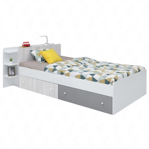 Łóżko z szufladami Arona 120x200 cm biały / dąb wilton biały / szary nowoczesny design łóżka obrzeża wykończone specjalną okleiną ABS