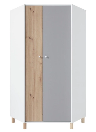 Zestaw mebli Beja biały / dąb artisan / szary funkcjonalne meble do pokoju młodzieżowego wysokie drewniane nogi