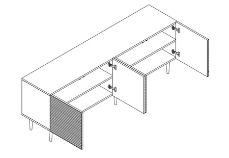 Szafka RTV Salem 180 cm czarne drewno / pistacjowa zieleń stylowa szafka pod telewizor o nowoczesnym designie system push to open