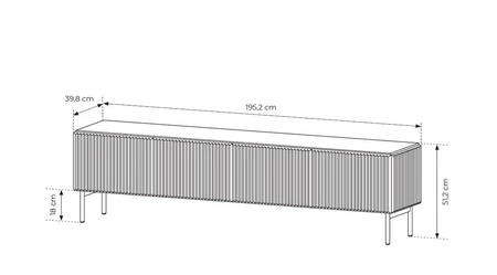 Zestaw mebli Muti beżowy designerska meblościanka do salonu efektowne ryflowania na frontach i korpusach mebli system push to open