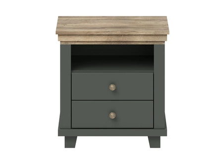 Szafka nocna Evora butelkowa zieleń / dąb lefkas z szufladami idealna szafka do sypialni w stylu klasycznym i skandynawskim