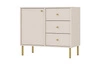 Komoda z szufladami Kioto II 84 cm beżowa nowoczesny design subtelne złote uchwyty metalowa podstawa idealna komoda do salonu