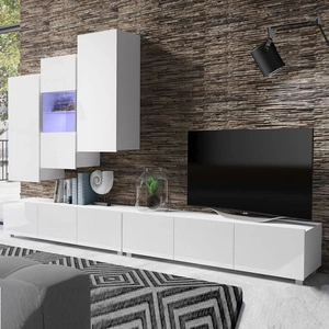 Meblościanka Apulia XVII biały połysk wyjątkowo stylowa meblościanka proste bryły wpisujące się w każde wnętrze