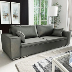 Kanapa rozkładana Rives szara funkcjonalna sofa do salonu lub pokoju dziennego pojemnik na pościel mebel wolnostojący