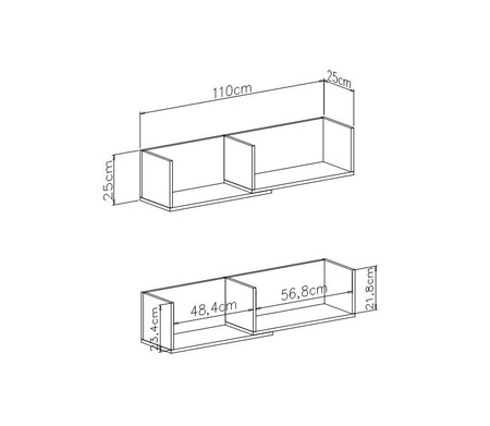 Półka Epsilon 110 cm beton / biała / dąb nowoczesna i praktyczna funkcjonalny mebel do pokoju młodzieżowego
