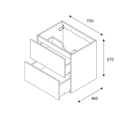 Szafka pod umywalkę Luxor 70 cm dąb olejowany / beżowy designerska szafka z ryflowanymi frontami frezowane uchwyty i pojemne szuflady