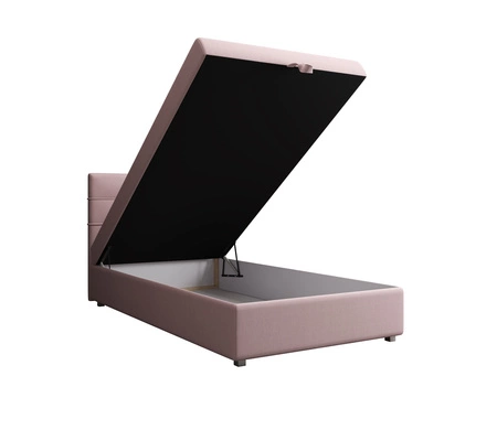 Łóżko kontynentalne Fresno 90x200 pudrowy róż w nowoczesnym skandynawskim stylu z tapicerowanym zagłówkiem łóżko z pojemnikiem