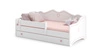 Łóżko Emily 80x160 cm białe dziecięce łóżko z materacem i barierką ochronną różowe uchwyty w kształcie serca ozdobny nadruk
