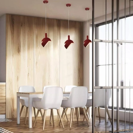 Lampa wisząca Rosh czerwona stylowa lampa sufitowa do każdego wnętrza minimalistyczny styl funkcjonalny dekoracyjny ruchomy klosz
