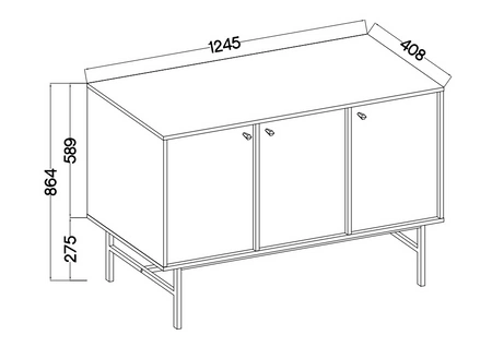 Komoda Kioto III 125 cm czarny grafit minimalistyczna forma idealna komoda do sypialni lub pokoju młodzieżowego stabilny złoty stelaż
