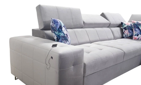 Narożnik z funkcją spania Hampton IX szary popiel prawostronny stylowy i nowoczesny design narożnika idealny mebel do każdej aranżacji