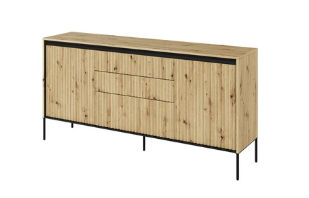Komoda z szufladami Trend 166 cm dąb artisan funkcjonalna komoda o wyjątkowym designie ryflowane fronty z subtelnym oświetleniem