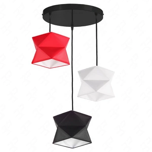 Lampa wisząca potrójna Quasar designerska lampa sufitowa do salonu z kolorowymi abażurami i czarną rozetą sufitową