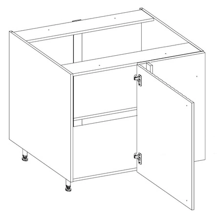 Szafka kuchenna narożna dostawiana Chevron 105 ND 1F BB prawa fronty z ozdobnym dekorem jodełki szafka odporna na działanie wilgoci i uszkodzenia
