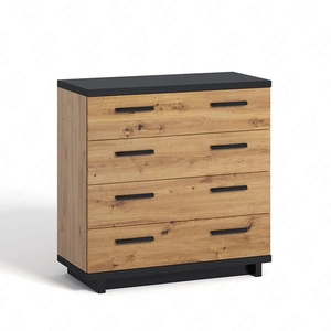 Komoda z szufladami Simi GB 90 cm dąb artisan / czarny minimalistyczny design klasyczna forma idealna komoda do salonu lub pokoju dziennego