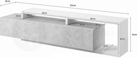 Szafka RTV Bota 219 cm appenzeller / matera nowoczesny design i asymetryczna bryła odporna na uszkodzenia