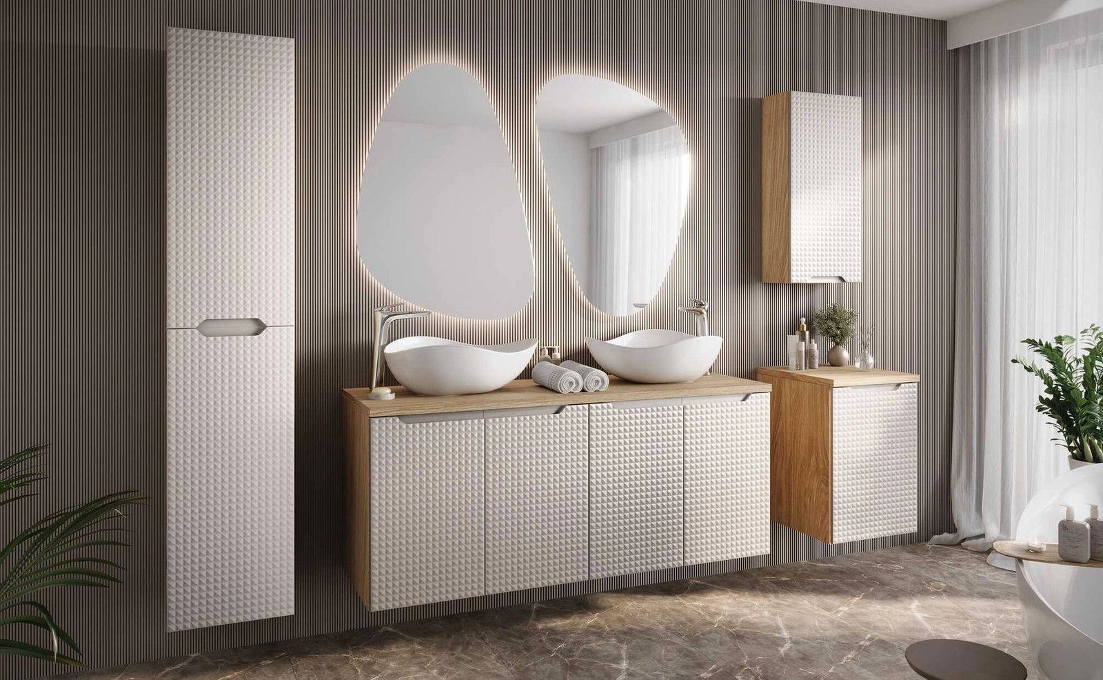 Zestaw mebli łazienkowych Luxor w kolorze beżowym Szafki łazienkowe Luxor