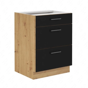 Szafka kuchenna stojąca z szufladami Monza 60 D 3S BB szafka odporna na parę wodną wysoką temperaturę i rozlaną ciecz