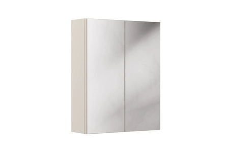 Zestaw mebli łazienkowych Bella beżowy minimalistyczny design elegancka frezowana ramka na frontach mebli uchwyty krawędziowe