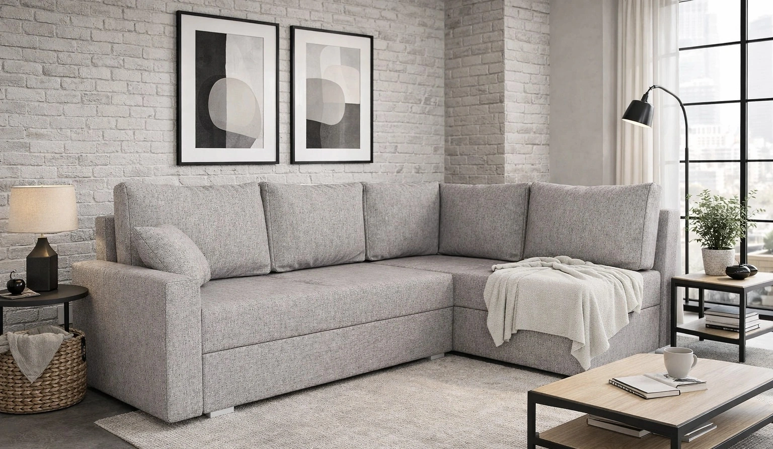 Narożnik z funkcją spania Nofi Narożniki do salonu Nowoczesne narożniki rozkładane do pokoju dziennego