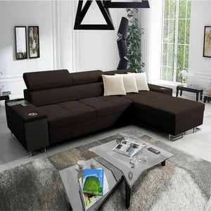 Narożnik z funkcją spania Dafni brązowy prawostronny pleciony komfort i funkcjonalność podczas codziennego wypoczynku