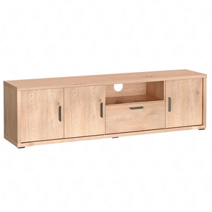 Szafka RTV Grand 190 cm dąb cremona elegancka i funkcjonalna szafka z szufladą z zaoblonymi detalami subtelne metalowe uchwyty