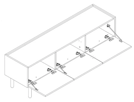 Szafka RTV Boho 144 cm dąb riviera / marmur bianco niebanalny design dekoracyjny blat w marmurowym dekorze uniwersalne połączenie kolorów