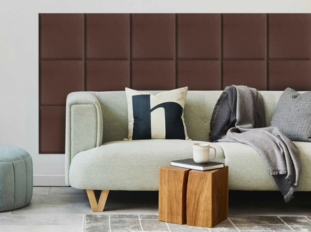 Panel tapicerowany Quadra 30x30 cm brązowy stylowy panel ścienny kwadrat welurowa tkanina modne wykończenie każdej aranżacji