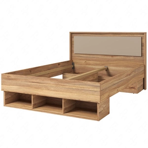 Łóżko Impressio 140x200 cm dąb mauvella / ciemny beżowy nowoczesny styl idealne łóżko z wysokim zagłówkiem do sypialni lub pokoju młodzieżowego