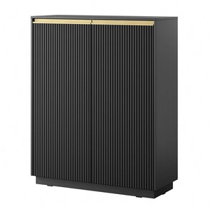 Komoda wysoka Imperial 104 cm czarny elegancka stylowa komoda o wyjątkowym charakterze z frezowanymi frontami i złotymi uchwytami