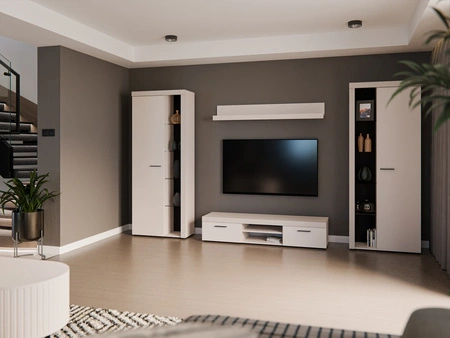 Meblościanka Rene XL beż piaskowy doskonała meblościanka dla miłośników nowoczesnych aranżacji o eleganckim charakterze