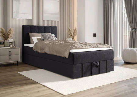 Łóżko kontynentalne Casey 100x200 grafitowe w nowoczesnym skandynawskim stylu z tapicerowanym zagłówkiem łóżko z pojemnikiem