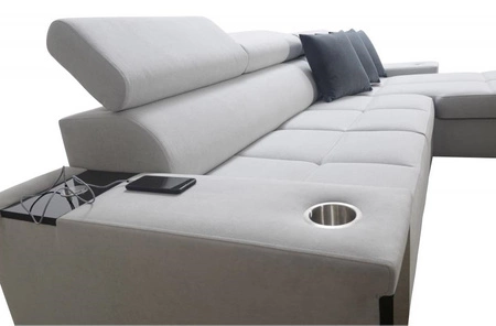 Narożnik z funkcją spania Dafni szary popiel prawostronny pleciony komfort i funkcjonalność podczas codziennego wypoczynku