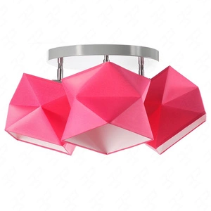 Plafon sufitowy potrójny Quasar designerska lampa sufitowa do salonu z różowymi abażurami i szarą metalową podstawą