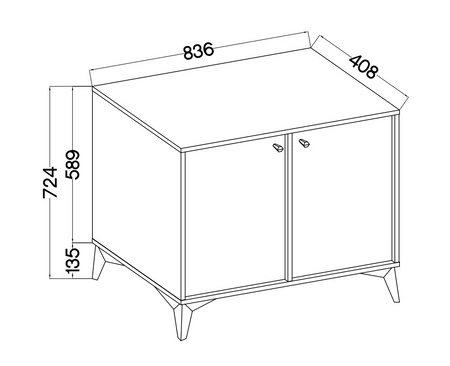 Komoda Kioto I 84 cm czarny grafit minimalistyczny design doskonała propozycja komody do sypialni lub salonu złote uchwyty