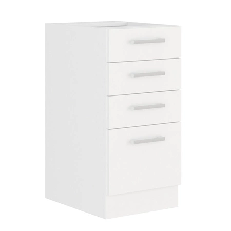 Zestaw mebli kuchennych EkoWhite 240 cm szafki inspirowane chłodem i minimalizmem skandynawskiego stylu oraz modernizmem