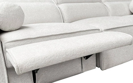 Narożnik z funkcją spania Viano III Lux jasny brąz lewostronny nowoczesny narożnik z wysuwanym podnóżkiem pojemnik na pościel