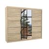 Szafa przesuwna z lustrem Salto 250 cm dąb sonoma jasny estetycznie wykonana szafa do sypialni ozdobne listwy na frontach nadają stylu
