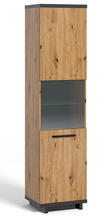 Meblościanka Simi GB dąb artisan / czarny klasyczna forma mebli wykonanie z wysokiej jakości płyty laminowanej idealna meblościanka do salonu