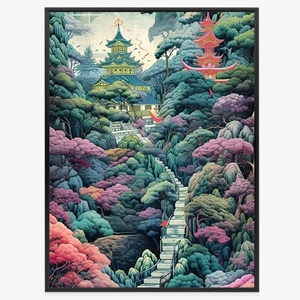 Plakat japońska świątynia 70x100 plakat w ramie precyzyjny wydruk ze stylową grafiką doskonała dekoracja do salonu lub sypialni