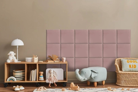 Panel tapicerowany Quadra 30x30 cm różowy stylowy panel ścienny kwadrat welurowa tkanina modne wykończenie każdej aranżacji