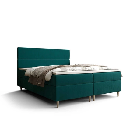 Łóżko kontynentalne Bing 180x200 turkusowy w nowoczesnym skandynawskim stylu z charakterystycznym wezgłowiem