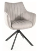 Krzesło tapicerowane Azalia 44x42 cm jasny szary nowoczesne krzesło obrotowe z metalowymi nogami stylowe krzesło kubełkowe