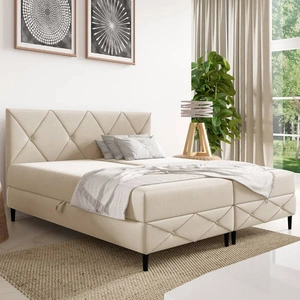 Łóżko kontynentalne Noren 200x200 kremowe nowoczesna forma łóżka klasyczne pikowanie na wezgłowiu idealne do przestronnej sypialni